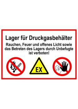 Warnschild - "Lager für Druckgasbehälter" 20x30cm/30x45cm