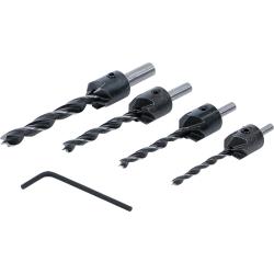 Trebor-sett - med forsenker - st&oslash;rrelser 4 til 8 mm - 4 deler
