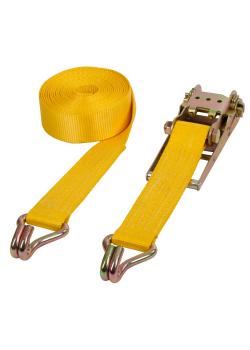 Correa de amarre resistente - 2 piezas - tejido de poliéster - longitud 8 m - fuerza de tracción 5000 kg o 10000 kg - amarillo