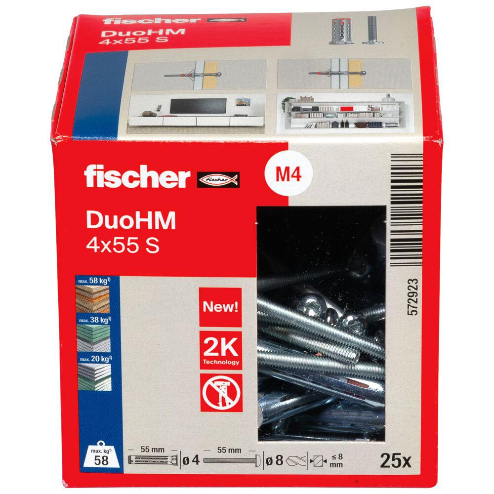 Huldyvel DuoHM - Ø 4 til 6 mm - længde 55 mm - pladetykkelse 9,5 til 30 mm - inkl. skrue - PZ-drev - pakke med 25 stk. - pris pr