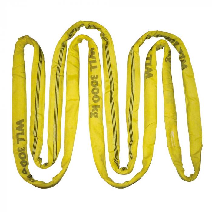 Ronde sling - dubbel ommanteld - draagvermogen 3t/6t - omtrek 3 tot 6 m - geel