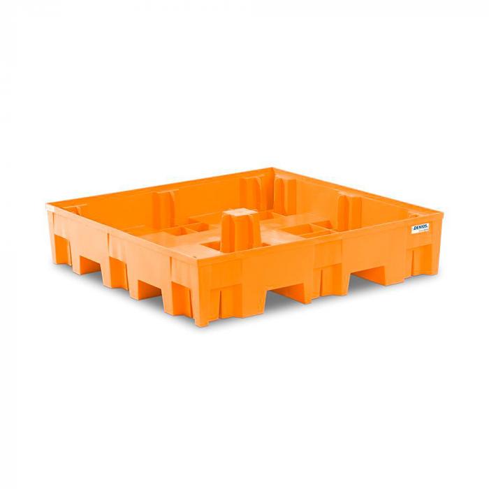 Opvangbak base-line - polyethyleen (PE) - 1235 x 1235 x 275 mm - voor 4 vaten van 200 liter