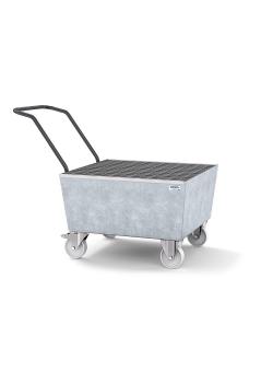 Leccarda mobile linea classica - acciaio zincato - griglia - per 1 o 2 fusti da 60 a 200 litri ciascuno