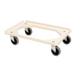 Rollenwagen für Kunststoffkästen - beige lebensmittelecht - Außenmaß 620 x 420 x 155 mm - Rollen Ø 100 mm
