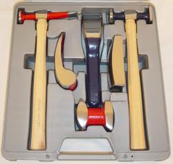 Juego profesional de desabollado - 6 piezas - martillos, yunques y mazos de desabollado - con estuche - peso 6,3 kg