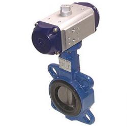 Válvula de mariposa wafer - Fundición esferoidal GGG40/EPDM - pneum. Actuador - doble efecto - DN 50 a 150 - PN 25