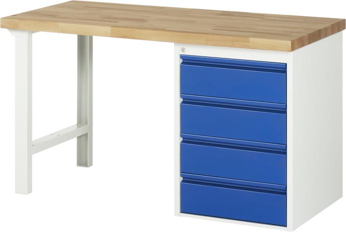 Workbench up to 1000kg solid beech 40mm - with 4 drawers
