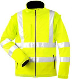 Hoge zichtbaarheid softshell jas "Logan" - maat S tot XXXL - fluorescerend geel - EN ISO 20471 klasse 3 - wind- en waterdicht - zeer ademend