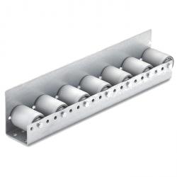 Palletrolgeleiding - stalen rol met PVC-mantel - kogellager - profiel aan één zijde verhoogd - draagvermogen 160 kg