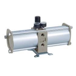 Intensificador de presión - Serie VBA - Tipo VBA40A-F04GN - G 1/2" - Manómetro y silenciador