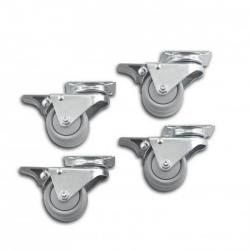 Rollen für Strandkörbe - 4 Doppel-Lenkrollen - Rad-Ø 50 mm - Bauhöhe 71 mm - Tragkraft/Set 240 kg