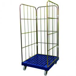 Rollbox with 3 side walls - carrying capacity 500 kg - 2 swivel and 2 fixed castors