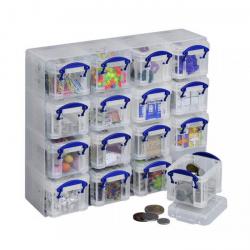 Kleinteilbox plast - 16x 0,14 l - gennemsigtig