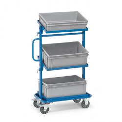 Trolley - surfaces de chargement inclinables - cadre ouvert et 3 boîtes en plastique