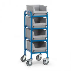 Trolley - 4 tablettes en bois - longueur 320 mm - avec 4 Bac de rangement