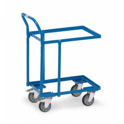 Chariot à plateaux avec barre de poussée tubulaire - cadre ouvert - 250 kg