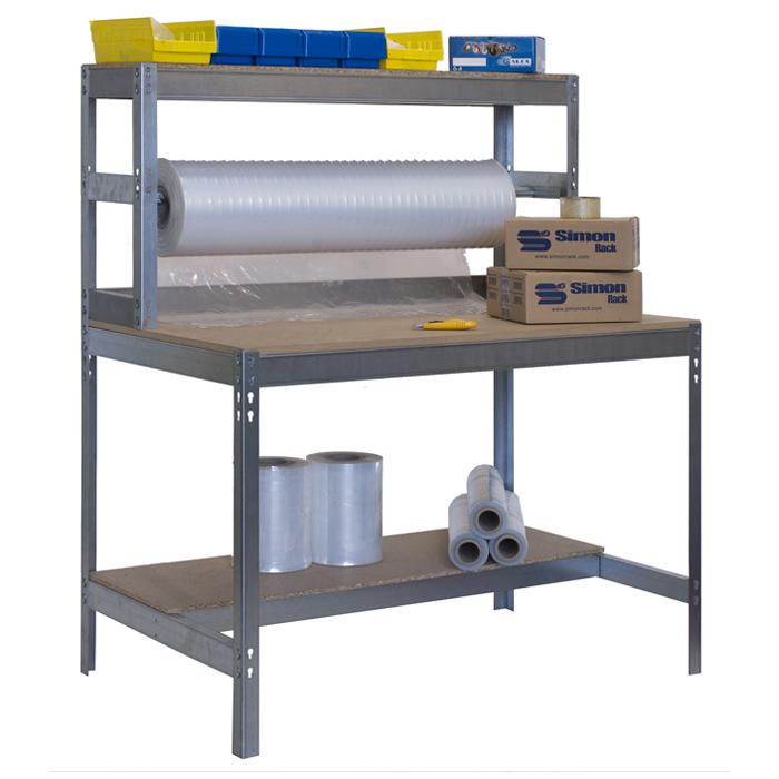 Banco de trabajo BT-4 - altura 1440 x profundidad 750 mm - encimera MDF - con barra