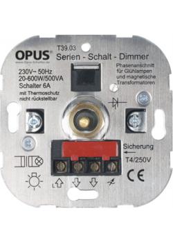 Dreh-Dimmer - 20- 500 VA - mit Schraubklemmen, Metallwelle