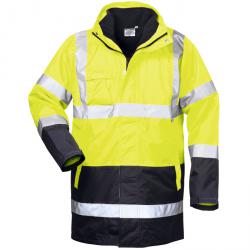 Hoge zichtbaarheid parka "Spencer" - maat S tot XXXXL - fluorescerend geel/marineblauw - EN ISO 20471 klasse 3 - EN 343 - 4 in 1 functie - wind- en waterdicht, ademend