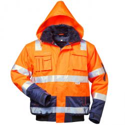 Hoge zichtbaarheid pilotenjas "Oliver" - maat S tot XXXXL - fluorescerend oranje/marineblauw - EN ISO 20471 klasse 3 - EN343 - met reflecterende schouderstrepen - 4-in-1-functie
