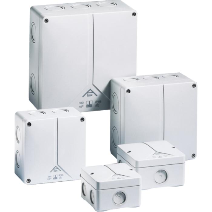 Cajas de derivación para montaje en superficie/FR "A-Box" - IP 65 - con regleta de bornes - gris claro