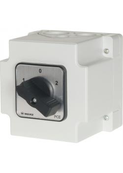 Aufputz Wendeschalter 1-0-2 - 25 A - 400 V / 7,5 kW - Farbe grau/schwarz - IP 65