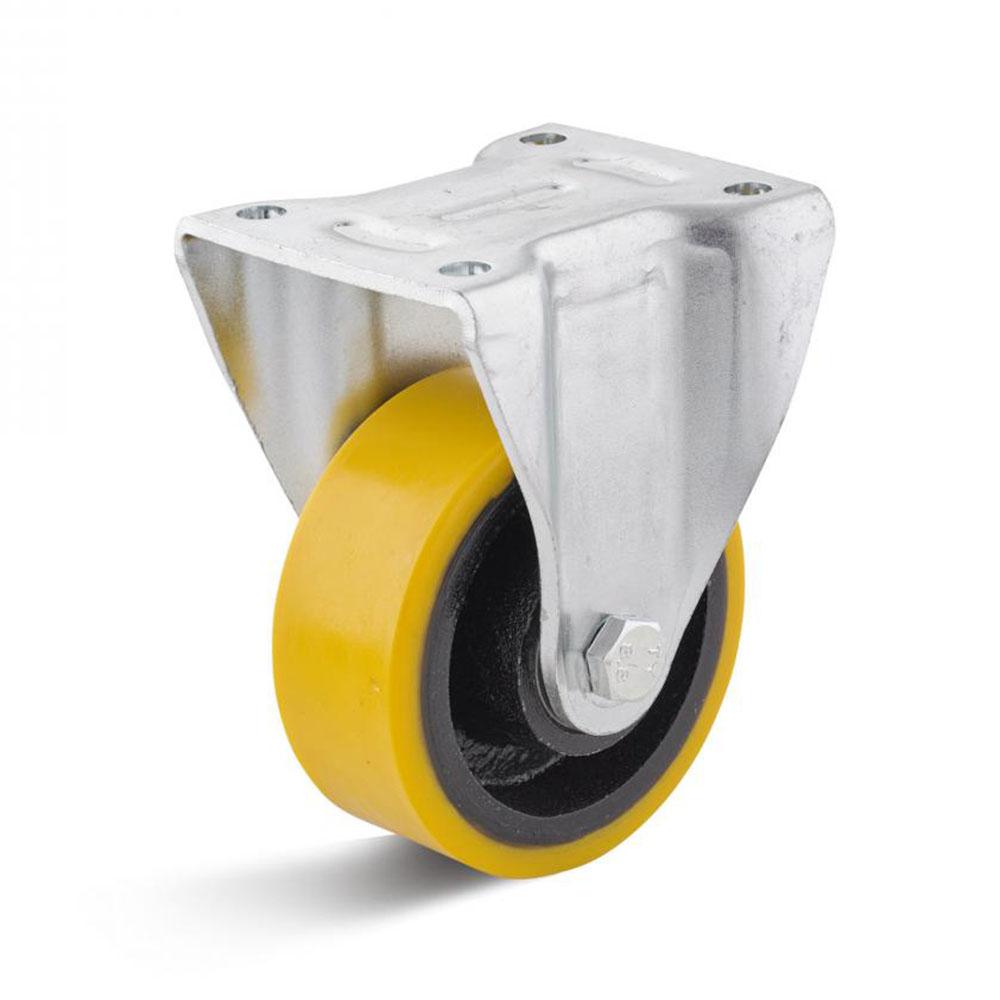 Roulette fixe très résistante - roue en polyuréthane - Ø de la roue 80 à 125 mm - hauteur totale 120,5 à 165 mm - capacité de charge 250 à 350 kg