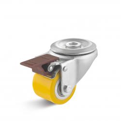 Mini zestaw kołowy skrętny do dużych obciążeń - Koło PU - tylny otwór - Ø koła 35 mm - wysokość całkowita 52,8 mm - nośność 100 kg