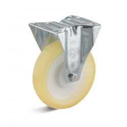 Roulette fixe - roue en polyuréthane élastique - à roulements à billes - Ø de la roue 125 mm - hauteur totale 154 mm - capacité de charge 130 kg