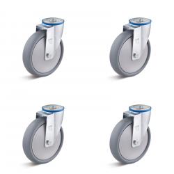Set de roulettes - Set de 4 roulettes pivotantes avec fixation à œil - Ø de la roue 80 à 200 mm - hauteur totale 100 à 235 mm - capacité de charge/set 240 à 660 kg