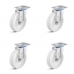 Set de roulettes - Set de 4 roulettes pivotantes - en polypropylène - Ø de la roue 80 à 200 mm - hauteur totale 100 à 235 mm - capacité de charge/set 450 à 1050 kg