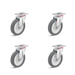 Set de roulettes - Set de 4 roulettes pivotantes - Ø de la roue 80 à 200 mm - hauteur totale 108 à 245 mm - capacité de charge/set 360 à 1050 kg