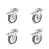 Set de roulettes - Set de 4 roulettes pivotantes très résistantes avec double frein - Ø de la roue 80 à 200 mm - hauteur totale 108 à 245 mm - capacité de charge/set 360 à 1050 kg