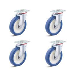 Set de roulettes - Set de 4 roulettes pivotantes très résistantes - Ø des roues 80 à 200 mm - hauteur totale 108 à 245 mm - capacité de charge/set 450 à 1500 kg