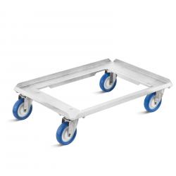 Carro de transporte - de acero inoxidable - con ruedas giratorias de poliuretano - capacidad de carga 250 kg - superficie de carga 600 x 400 mm