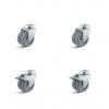 Set de roulettes - Set de 4 roulettes pivotantes avec fixation à œil à roues jumelées - avec 2 roulettes pivotantes avec double frein et 2 roulettes fixes - Ø de la roue 50 à 75 mm - hauteur totale 74 à 102 mm - cap