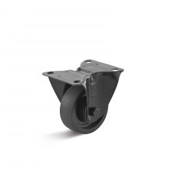 Roulette fixe - en polyuréthane - noir - avec roulement à billes - Ø de la roue 80 mm - hauteur totale 100 mm - capacité de charge 200 kg