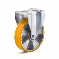 Roulette fixe très résistante - roue en polyuréthane - Ø de la roue 82 à 250 mm - hauteur totale 117 à 300 mm - capacité de charge 180 à 800 kg