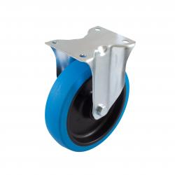 Fixed castor - Thermoplastic tyre - B-BIL-TEGK - with mounting plate - cylindrical - roller bearing - wheel diameter 80 to 200 mm - blue