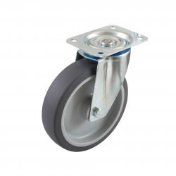 Rueda giratoria - con rueda de termopl&aacute;stico - L-BIL-TEGK-GREY - Di&aacute;metro de rueda de 100 a 200 mm - Ancho de la rueda de 32 a 50 mm - Capacidad de carga de 130 a 300 kg - gris