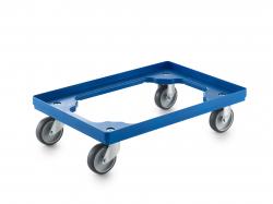 W&oacute;zek transportowy z 2 kołami skrętnymi i 2 kołami stałymi - 600 x 400 mm - niebieski