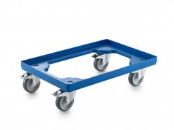 W&oacute;zek transportowy z 4 zestawami kołowymi skrętnymi i hamulcem - 600 x 400 mm - niebieski