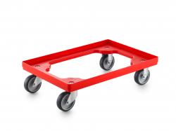 W&oacute;zek transportowy z 2 kołami skrętnymi i 2 kołami stałymi - 600 x 400 mm - czerwony