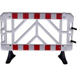 Schrankenzaun - weiß - Kunststoff - 1000 x 1500 mm - Preis per Stück - mit einseitiger Reflexfolie rot/weiss