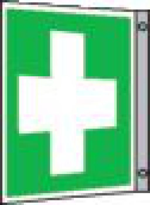Rescue sign "First Aid" - lippu / kulma - EVERGLOW®