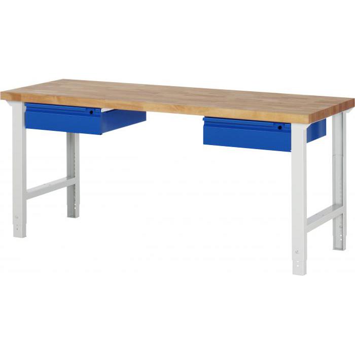 Werkbank "Basic 7002" - in hoogte verstelbaar - max. 750 kg - 2 laden