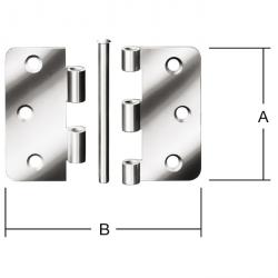 Scharnier - 75 x 75 mm - gerold - käntig - roestvrij staal - 24 stuks