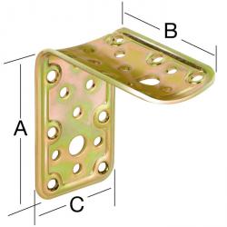 Escuadra de soporte - acero - galvanizado - grosor 2,2 mm - para unir madera escuadrada y madera redonda - precio por unidad de embalaje