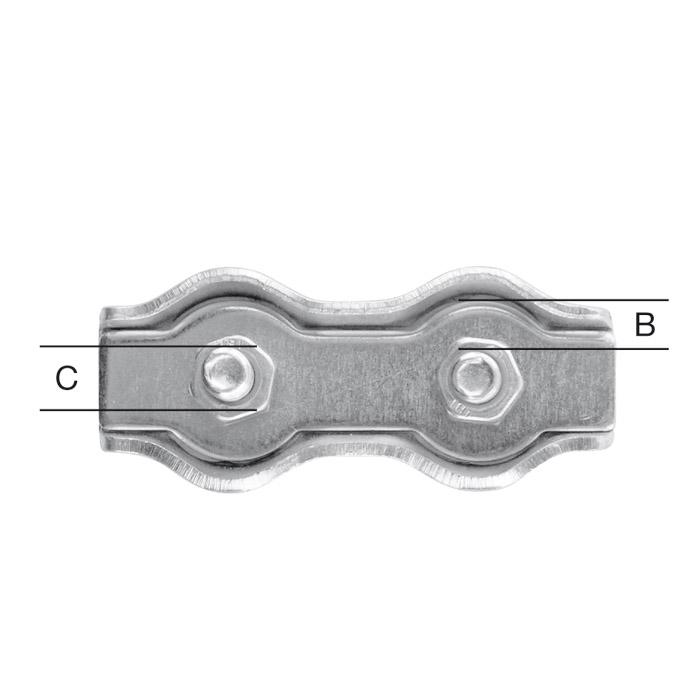 Duplexklem - verzinkt - M4 tot M6 - VE 10 stuks (5 x 2 stuks, op kaart) - prijs per VE
