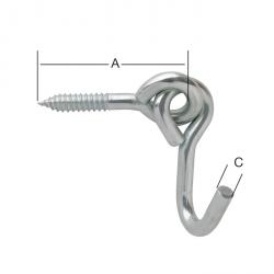 Hangmat haken - verzinkt - ringbout met houtdraad - VE 5 stuks - prijs per VE